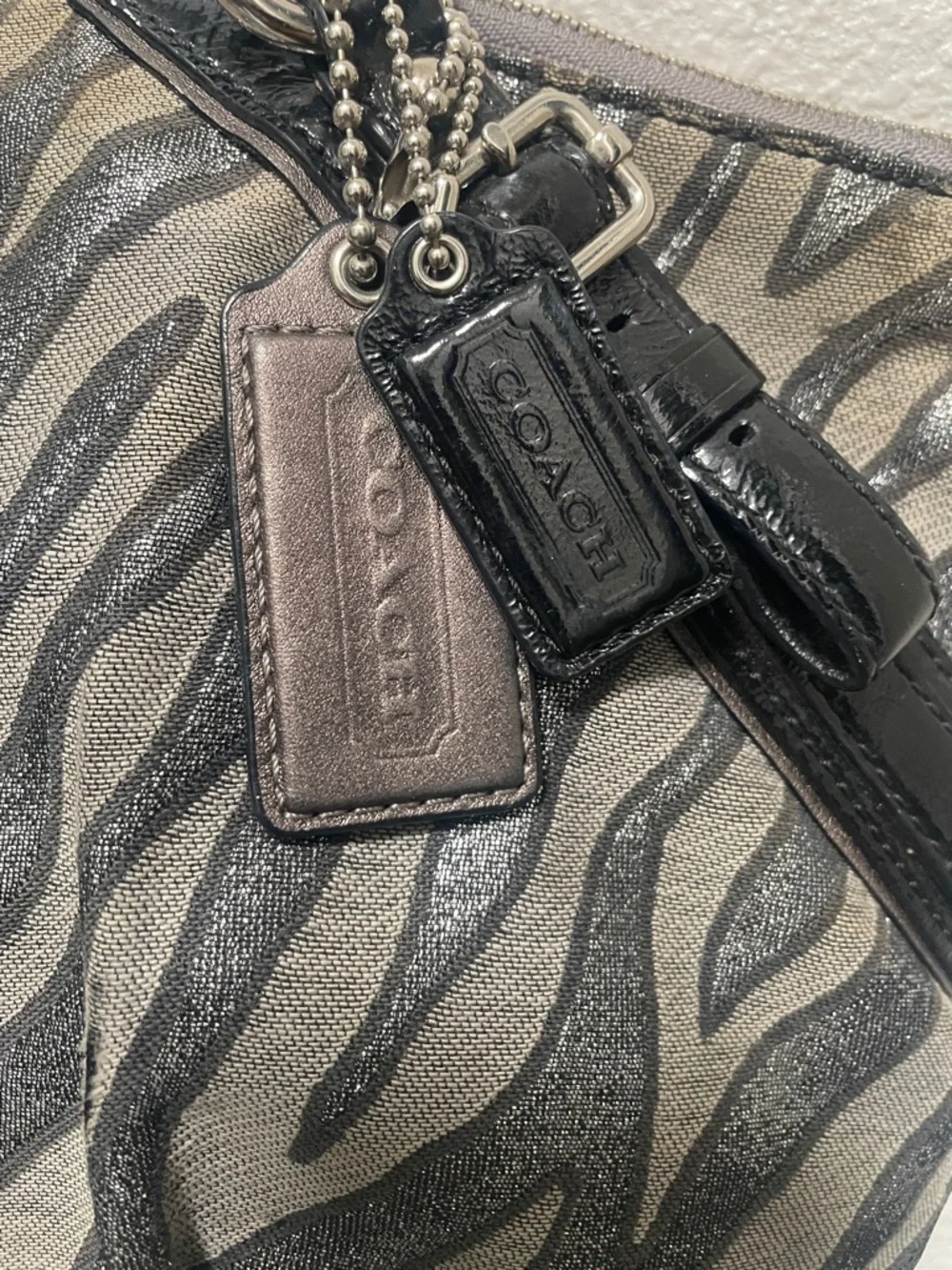 Y2K Coach Zebra Print Satchel in Black and Silver - Picture 4 of 13